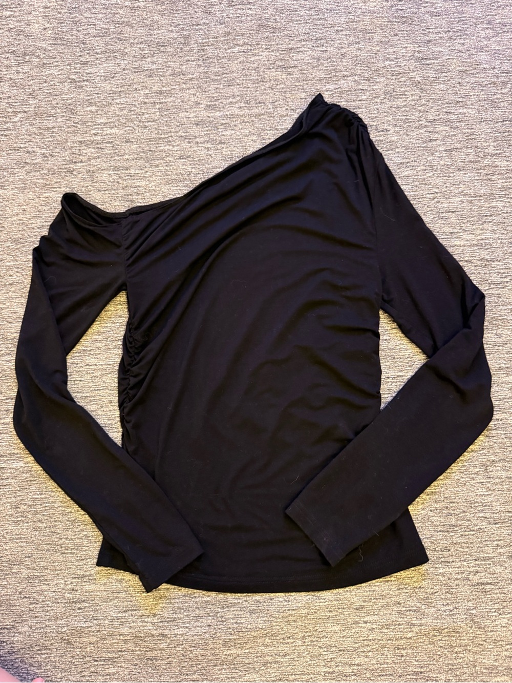 Princess Polly Black One-Shoulder Long Sleeve Top
